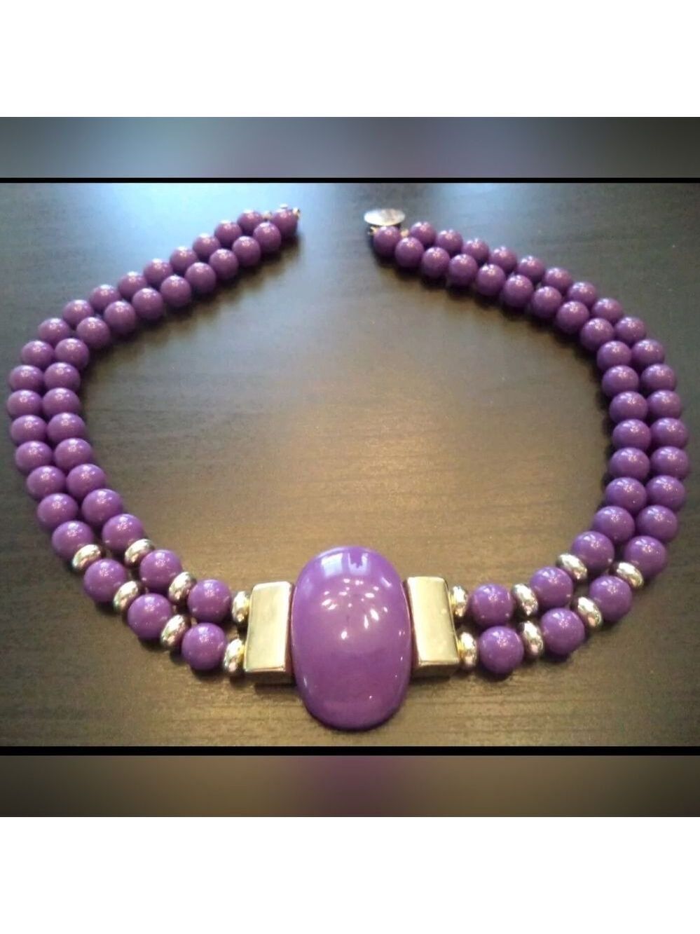 STUNNING VINTAGE ESTATE GOLD TONE PURPLE BEADED 18 1/2" NECKLACE